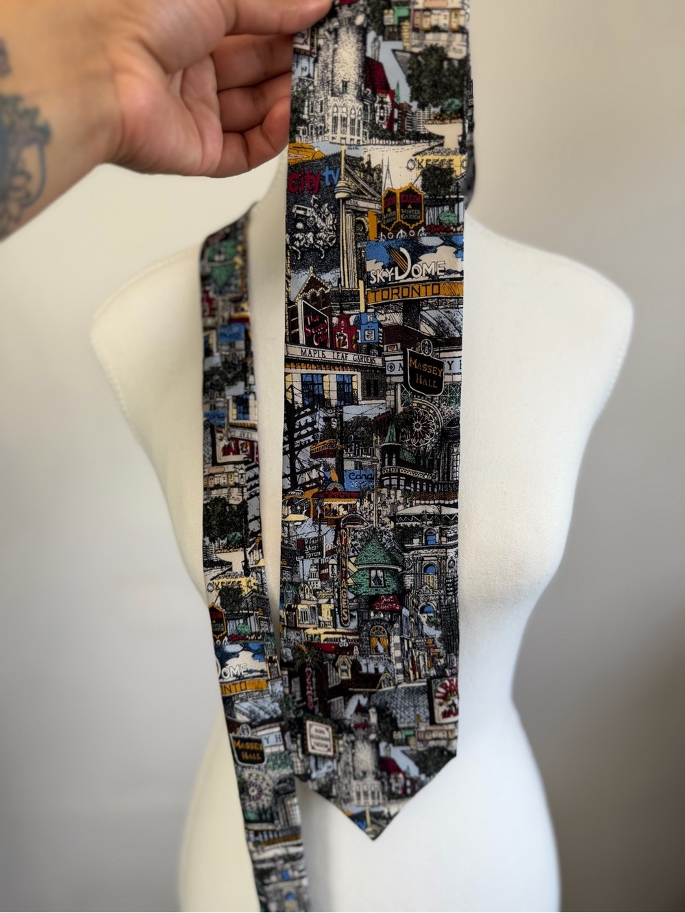 David Crighton “My Toronto” 100% Italian Silk Necktie CN Tower SkyDome